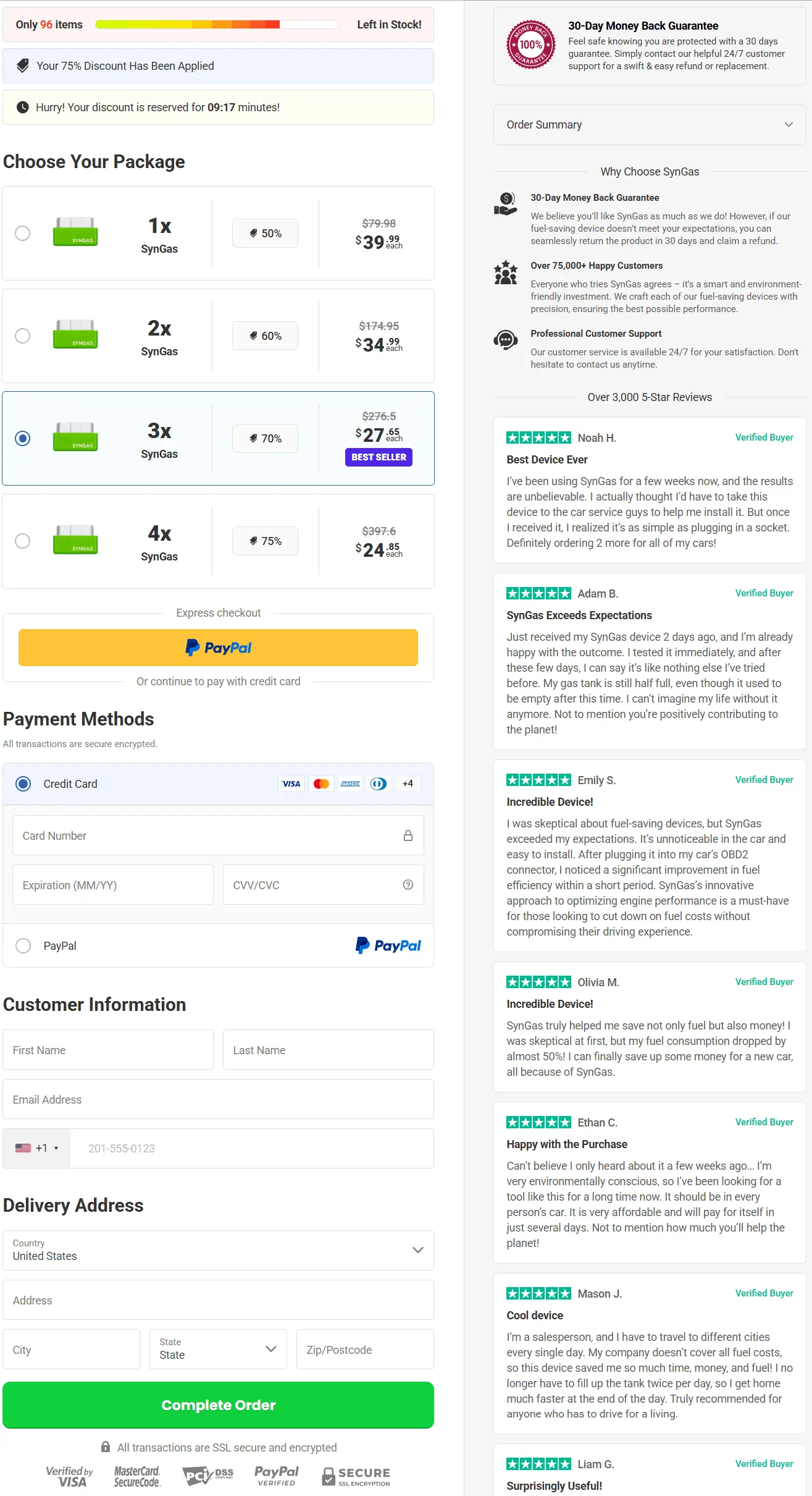 Syngas secure checkout page